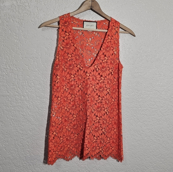 Gucci Orangle Floral Lace Tank Top